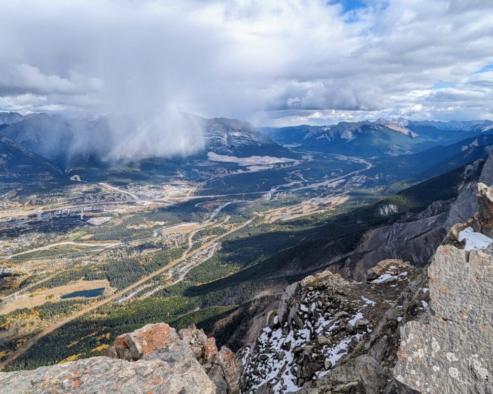 A view of the town of Canmore and the Bow Valley from Ehagay Nakoda.
