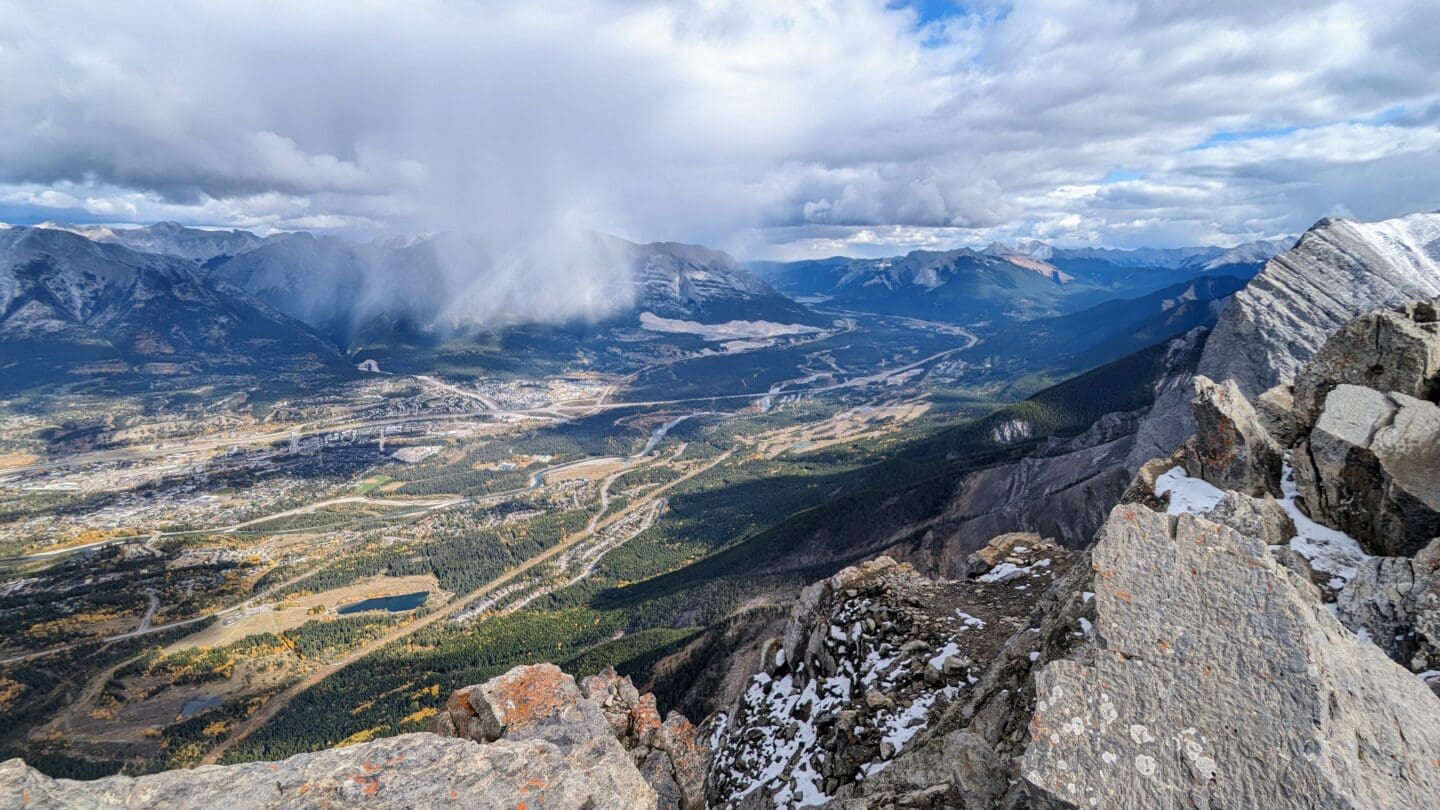 A view of the town of Canmore and the Bow Valley from Ehagay Nakoda.