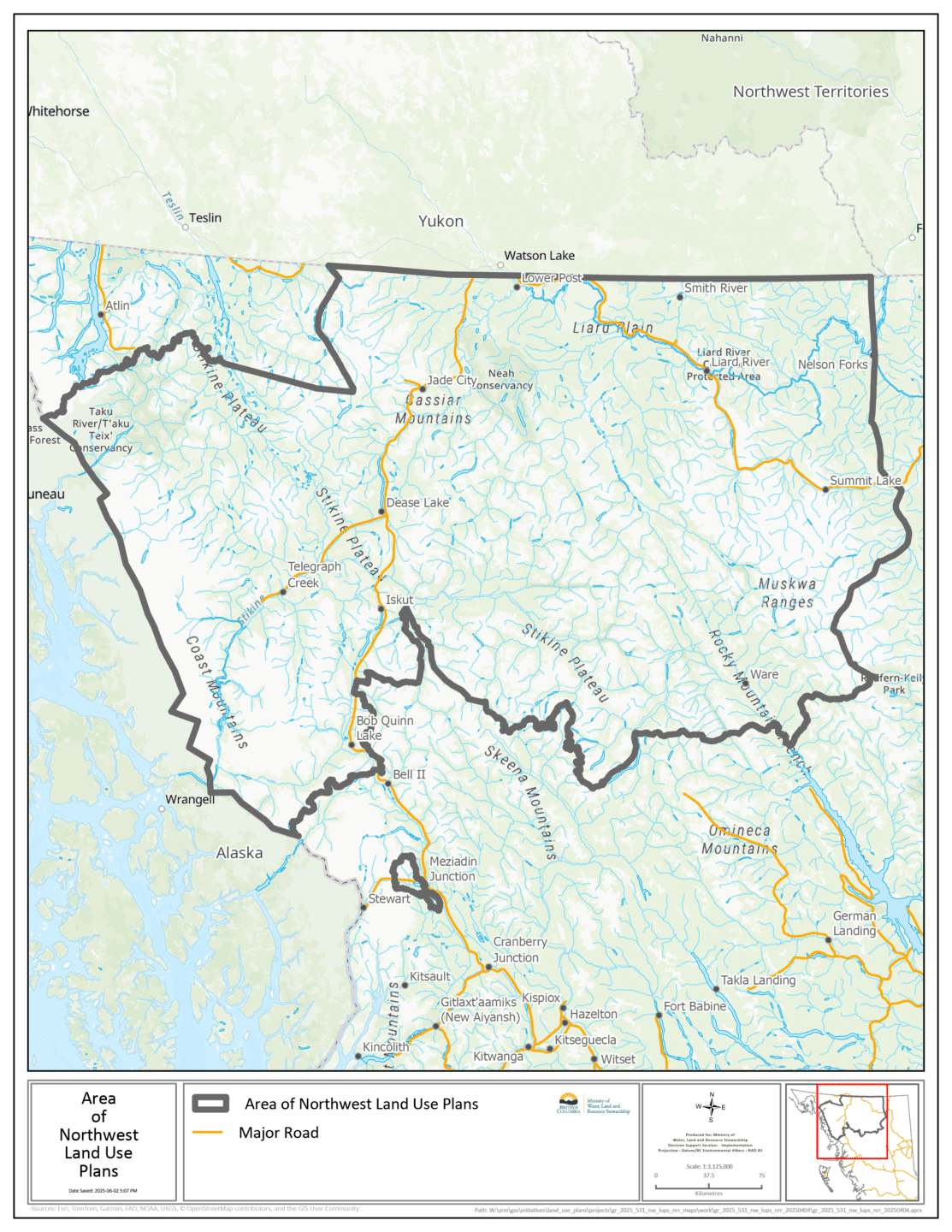 Map showing the area of northwestern B.C. where land-use planning is set to happen