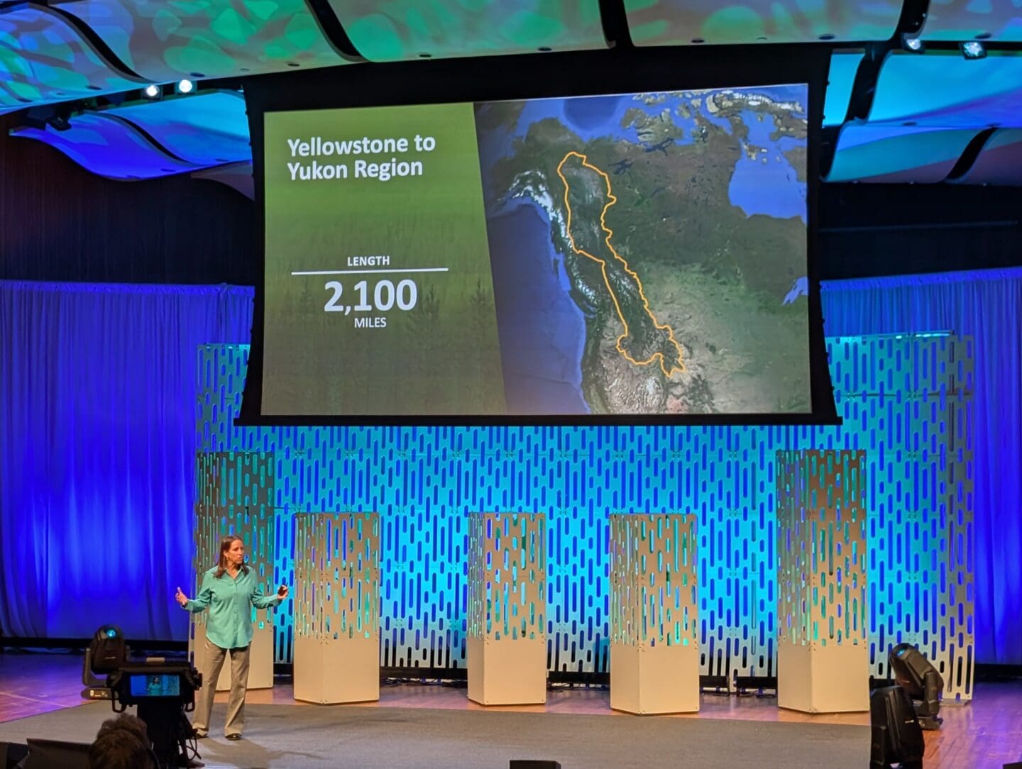 Y2Y's Dr. Jodi Hilty stands on a stage presenting at TedXBoston