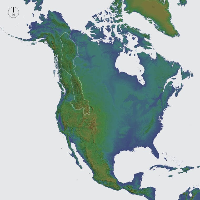 Map showing the Yellowstone to Yukon region in North America